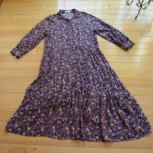 Natural Life Maxi Dress Black Pink Floral Dress Size Large